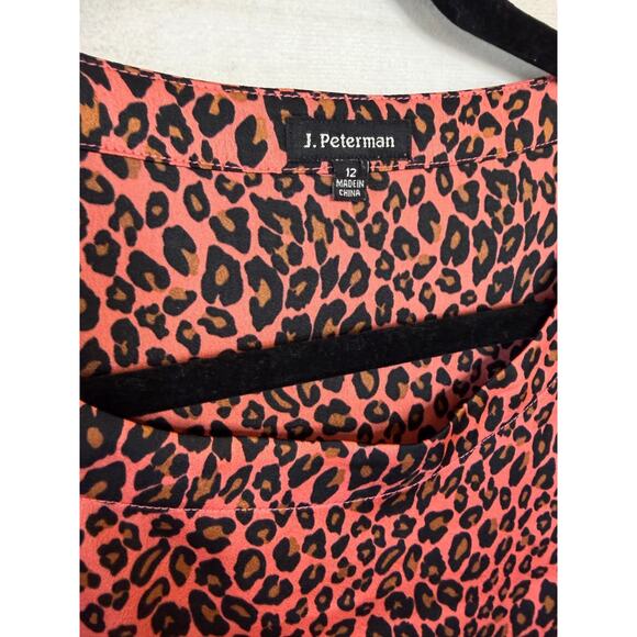 J. Peterman Animal Print Long Sleeve Blouse Size 12 - Picture 5 of 6